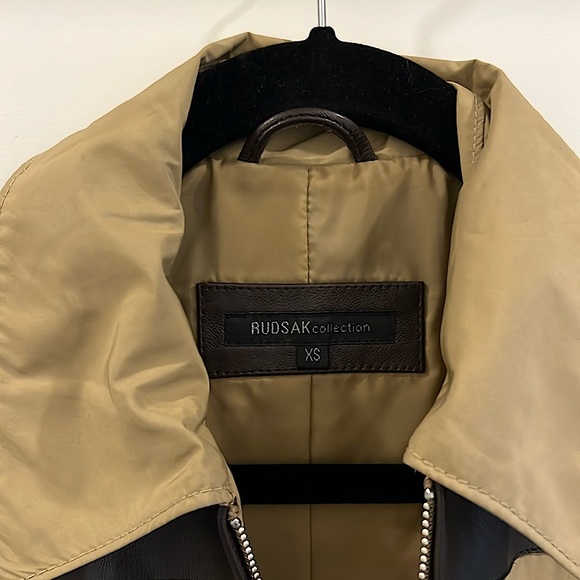 Rudsak - beige colour, light trench coat with dark brown leather trim. - Picture 9 of 9